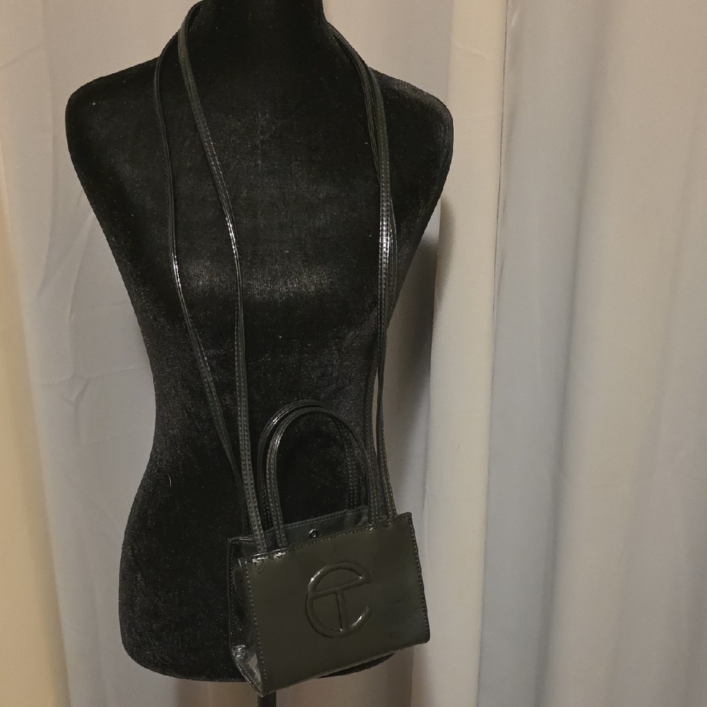 Telfar Sleek Black Mini Bag- Pattent Black